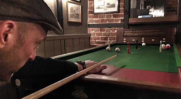 A game of Bar Billiards in progress. Photo courtesy of Mr D Brown